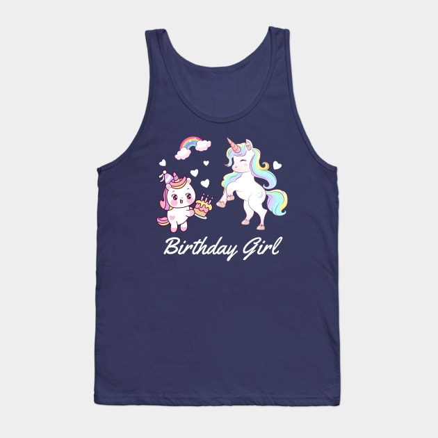 Birthday Girl Unicorn T-Shirt Tank Top by DakhaShop